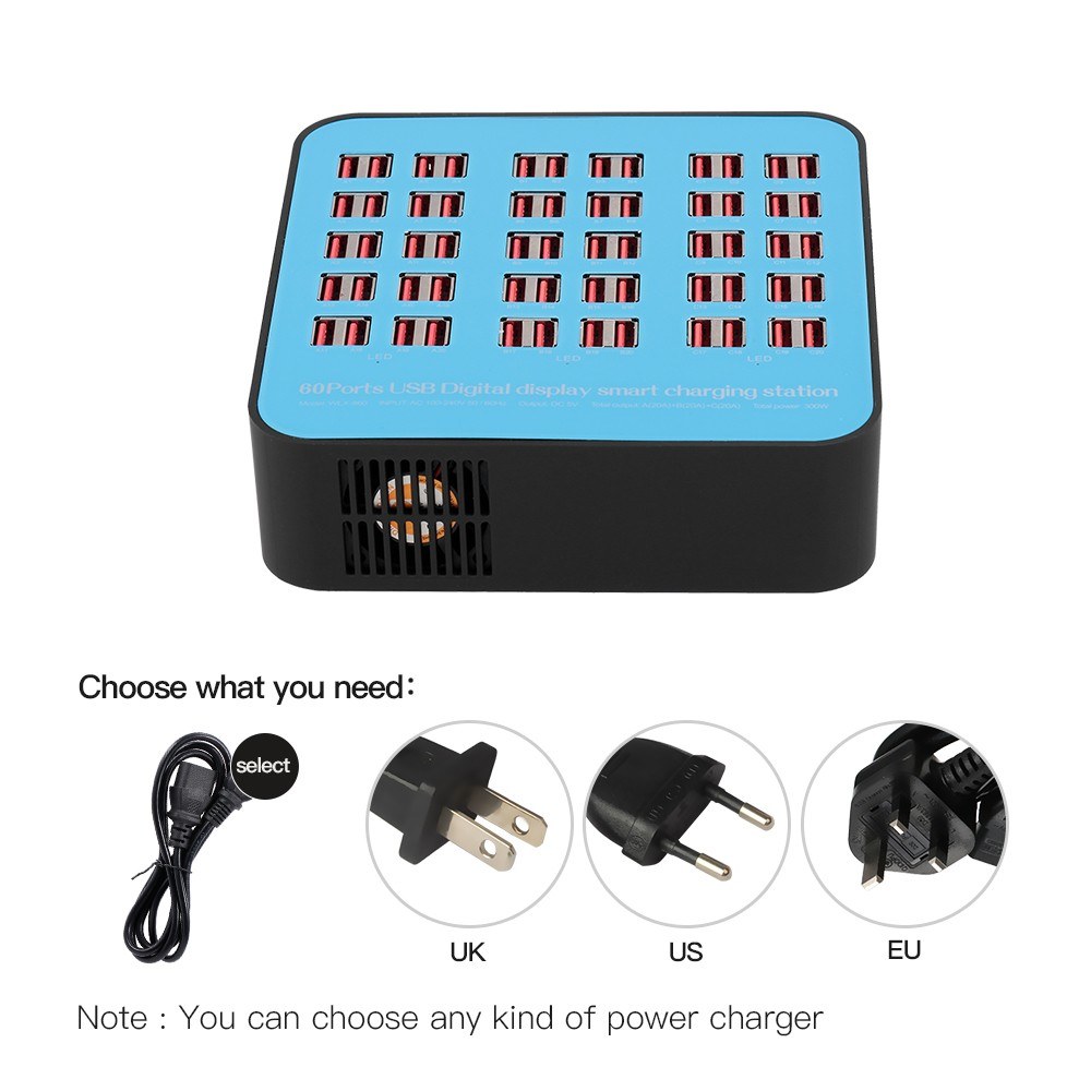 60 port intelligent USB charging station suitable for home and office use - eu. 