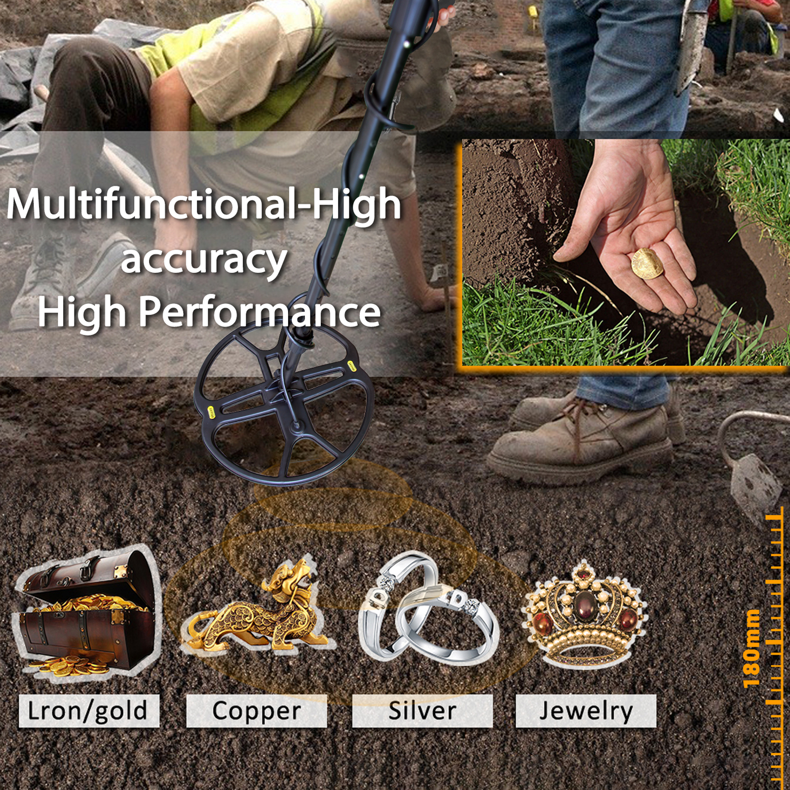 TIANXUN TX-950 Dis-cover Pro LCD Display Screen Handheld Me-tal Detector Easy Installation High Sensitivity High Accuracy Me-tal Detecting Tool Jewe-lry Treasure Underground G-old-Me-tal Finder Pinpointer for Adults and Kids. 