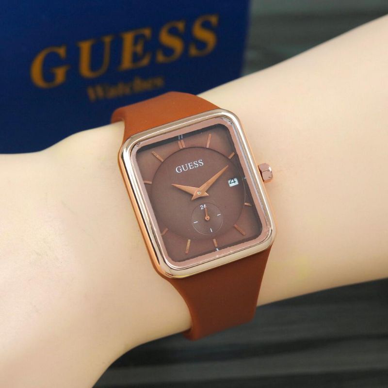 Ls guess Watch Date Active strap rubber ring rosegold Women's Watch. 