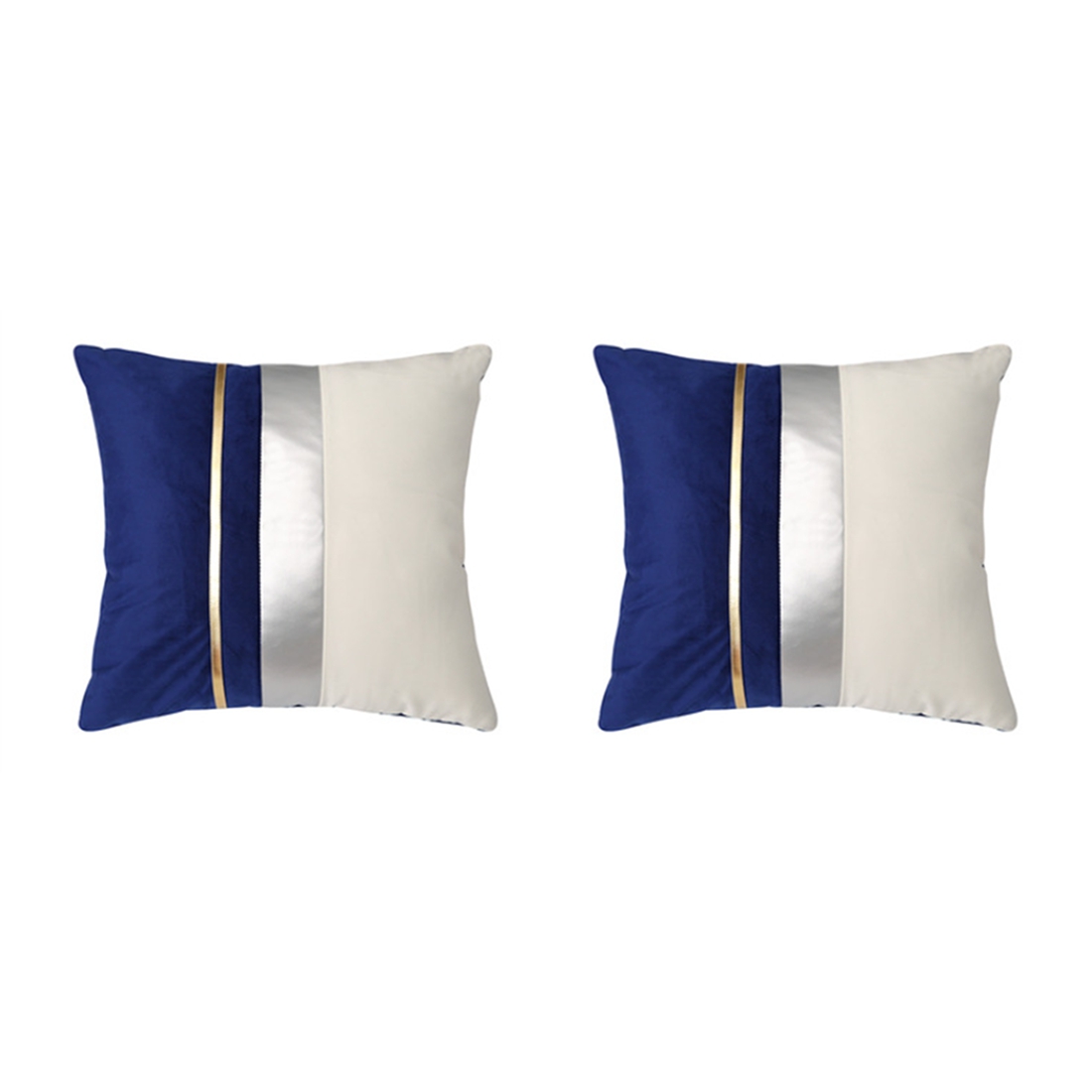 2 Pack Stitching Velvet Pillowcase for Living Room Decoration,Blue