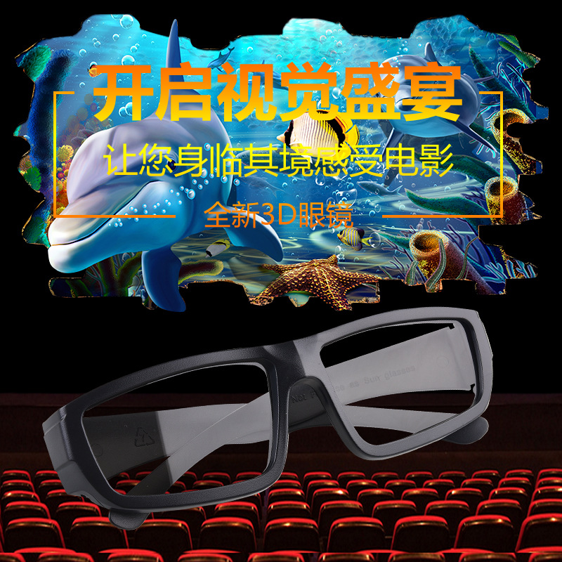 Polarized 3D glasses, polarized glasses, passive circular polarized 3D stereoscopic glasses, Real-D giant screen cinema. 