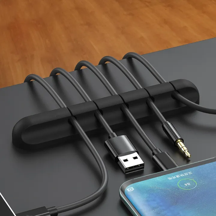 5 Holes Cable Organizer Silicone USB Cable Winder Desktop Tidy Management Clip Cable Holder for Mouse Headphone Wire Organizer