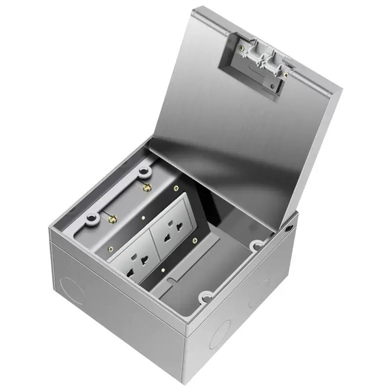 Ultra-Thin 304 Stainless Steel Concealed Floor Socket - Waterproof and Embedded for Flat Surfaces EU socket 130mm X 130MM. 