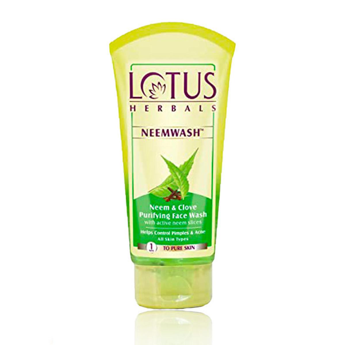 LOTUS HERBALS Neemwash Neem & Clove Purifying Face Wash with active neem slices 80g