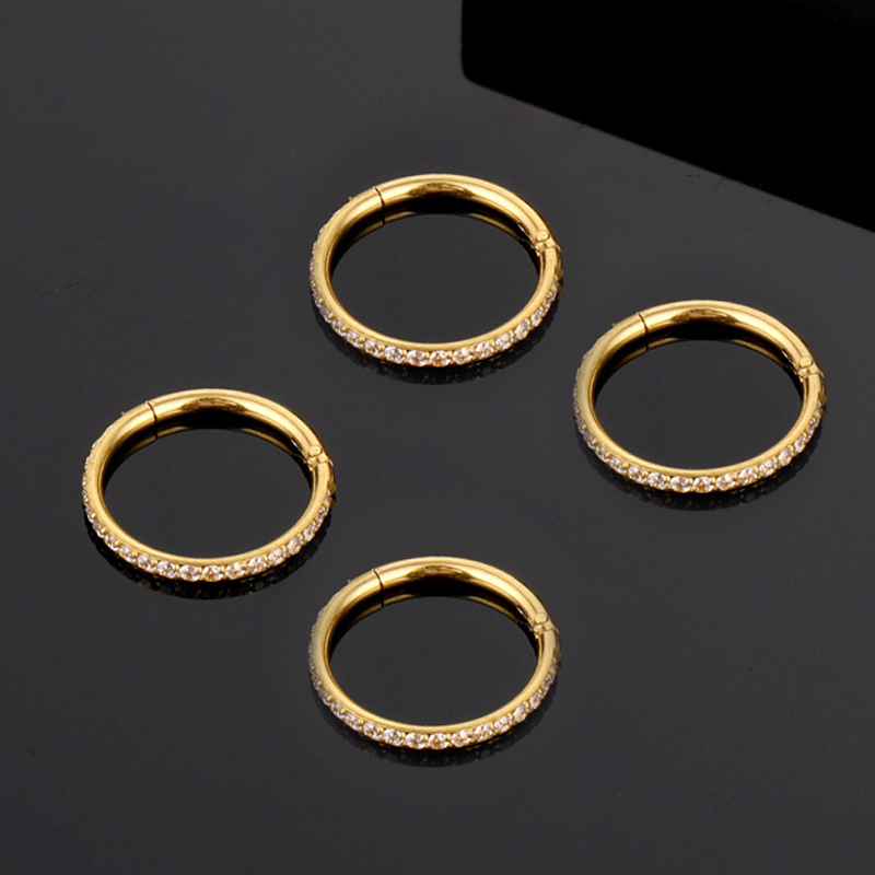 10Pc G23 Titanium High Quality Zircon Stone Hight Segment Rings Open Small Septum Piercing Nose Earrings Helix Body Piercings. 