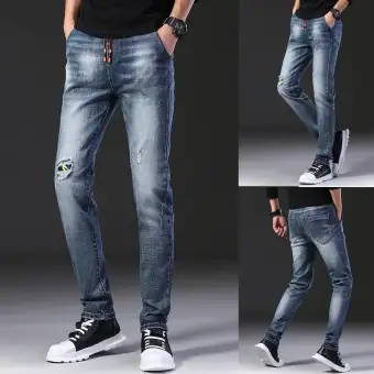 mens denim drawstring pants