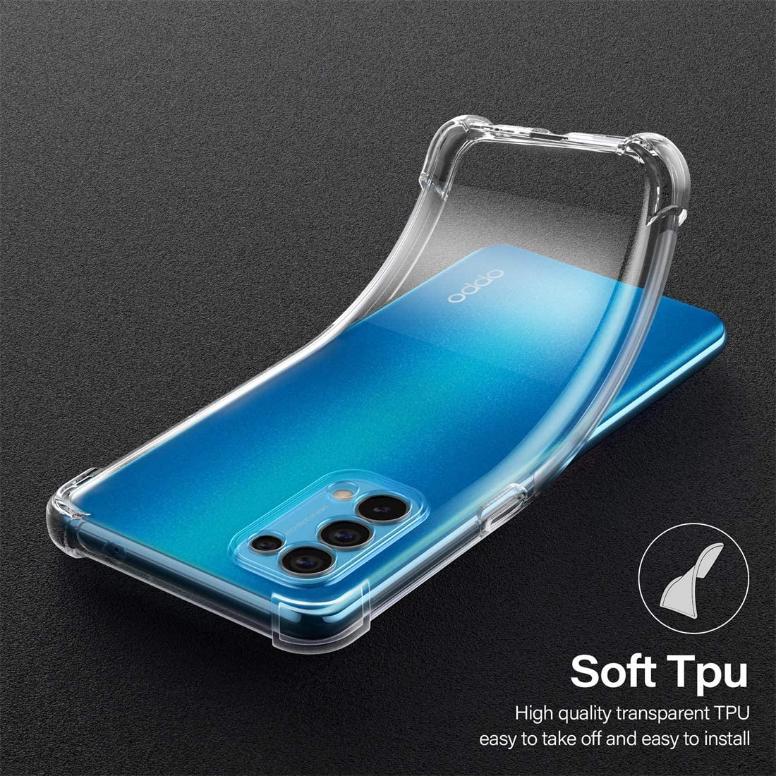 For OPPO Find X3 Lite 5G Phone Case Transparent Soft Gel TPU Reinforced Corners Cushion Bumper Shockproof Drop Protection Case Cover. 
