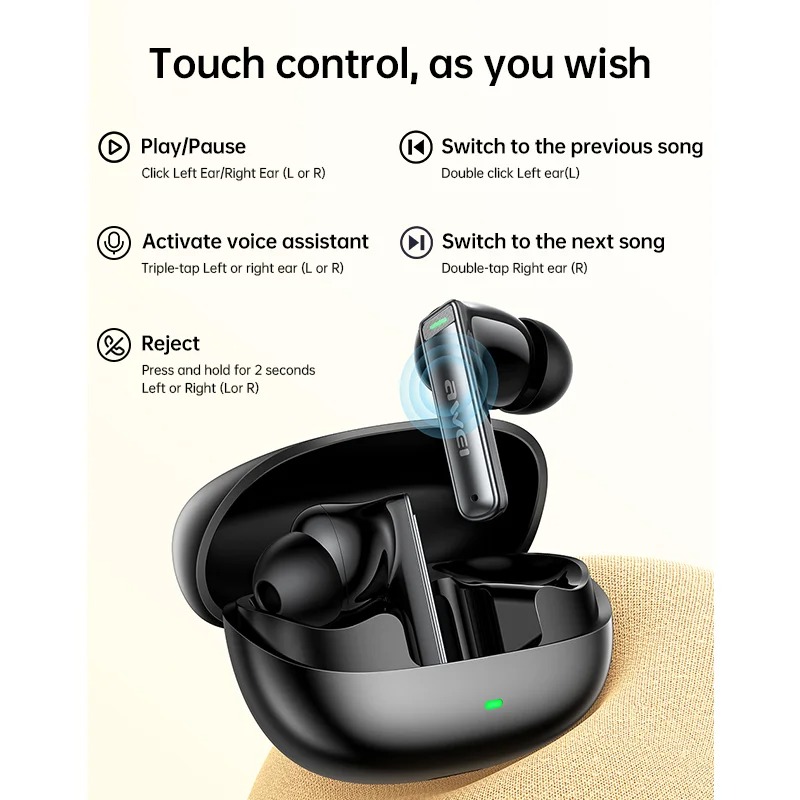AWEI T88 ANC TWS Earbuds,  -35dB Deep Noise Cancelling Wireless Headphones with ENC and 4 Microphones In-Ear Handfree Earbuds. 