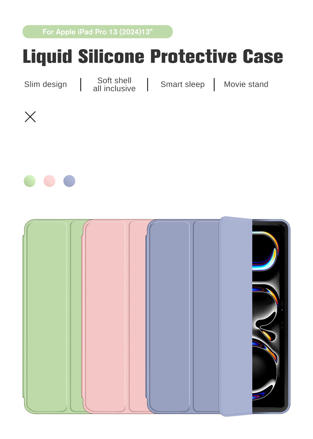 For Apple iPad Pro 13 (2024)13 inches Honeycomb Tri-Fold Leather Case Without Pen Groove for Apple iPad Pro13 (2024) Partially Foldable Drop-proof Soft Color Tablet Case. 