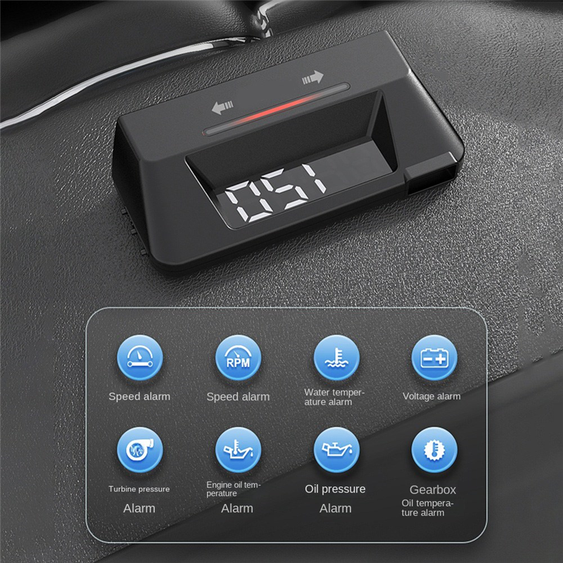 1 Piece S100 Dual Display HUD Head-Up Display OBD Multi-Function Black Vehicle Instrument Transmission Oil Temperature Monitoring. 