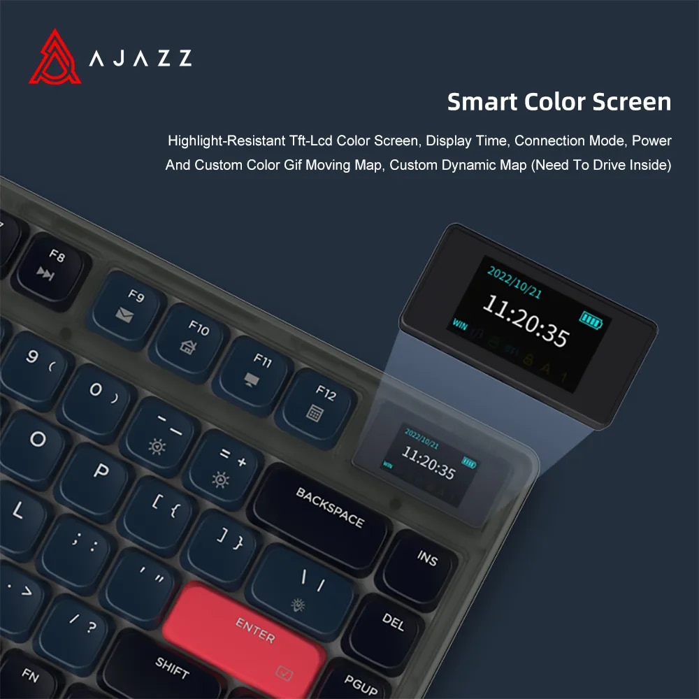 AJAZZ Wired Mechanical Keyboard AK832 PRO 2500mAh Wireless 2.4G Bluetooth Colorful Lighting Gaming and Office For Windows PC. 