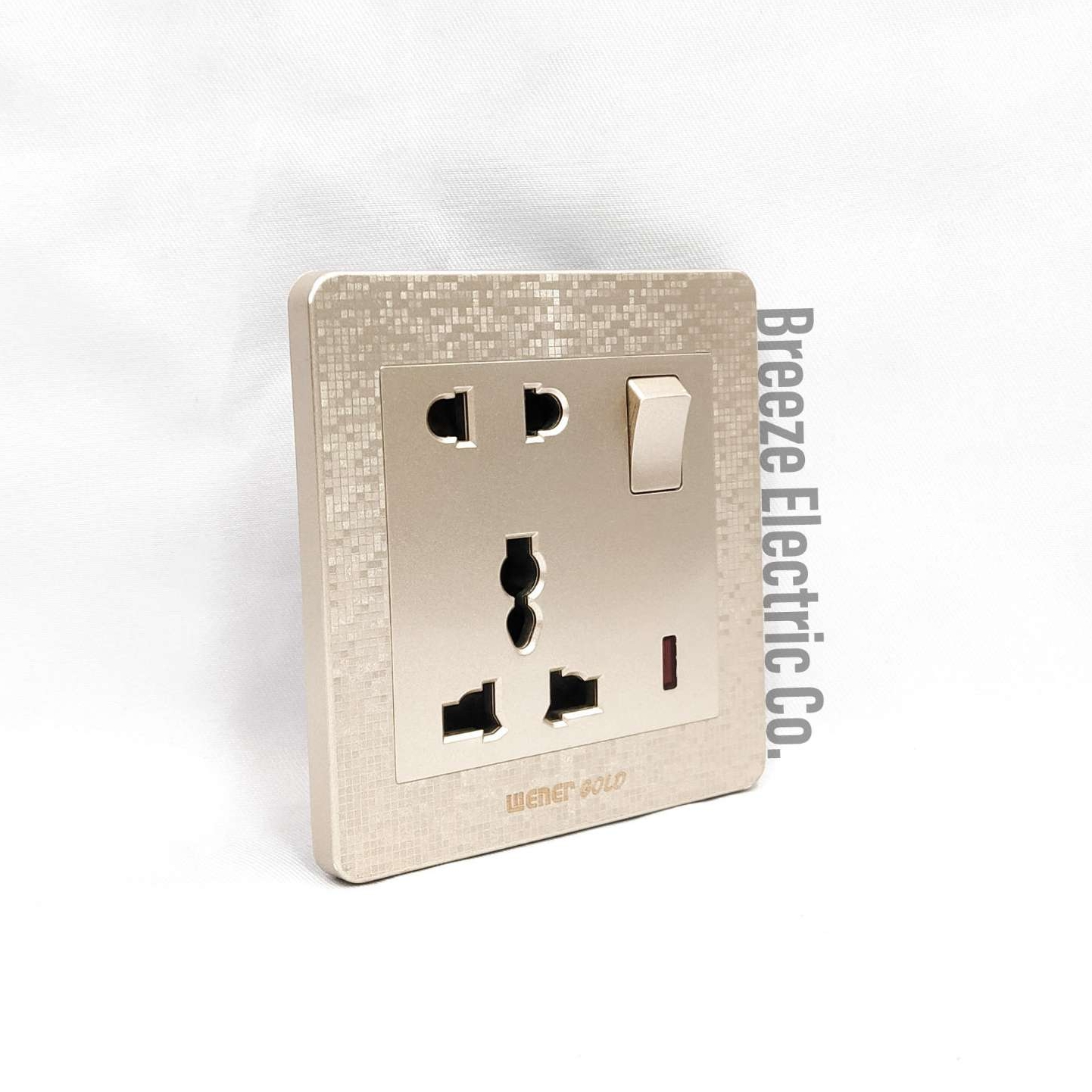 Wener Gang Switch Standard Value Pack: 4 Gang+ Fan Dimmer+13A 5 pin Multi Socket+3 gang Plastic Back Cover.. 