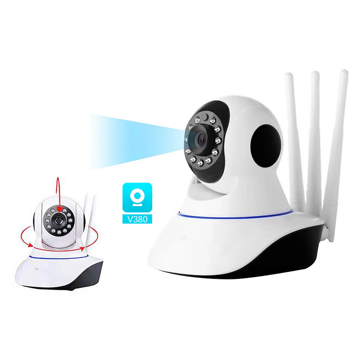 V380 PTZ Camera with 3 Antennas: Wireless WiFi IP CCTV Camera for Remote Monitoring and Peace of Mind. 