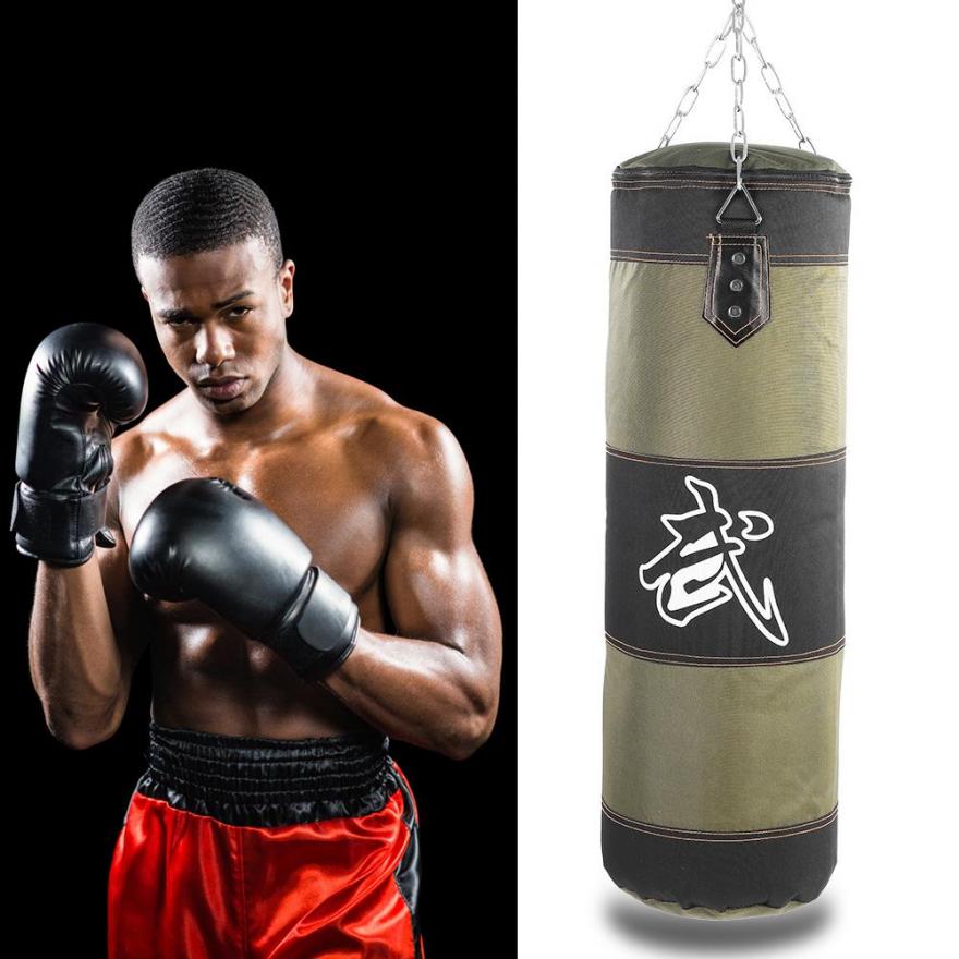Empty boxing sand bag han g kick sandbag training fight karate punch punching metallic chain hook caribiner - Sustainable Option