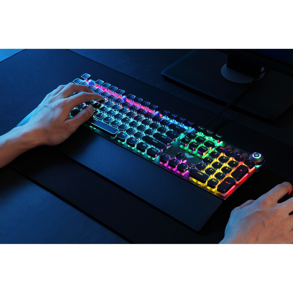 AULA F2058 RGB BACKLIGHT MECHANICAL GAMING KEYBOARD MULTIMEDIA KNOW SOFTWARE CONTROL WRIST REST ANTI GHOSTING. 