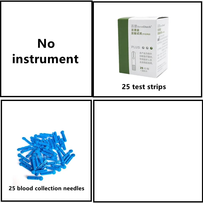 BeneCheck Uric Acid Automatic Meter 10/25Pcs Test Strips and Lancets Needles for Uric Acid Measurement of Gout Monitor Included^. 