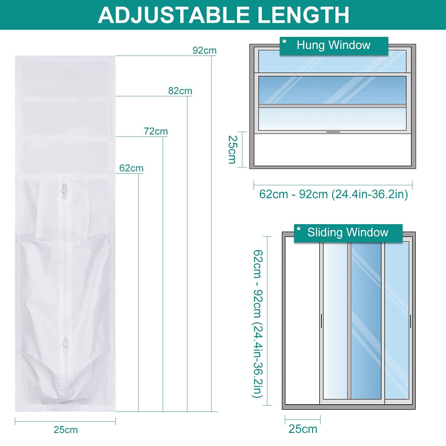 Portable Air Conditioner Parts-Air Conditioner Window Kit-Portable Ac Window Kit-Sliding Door Window Vent Kit. 