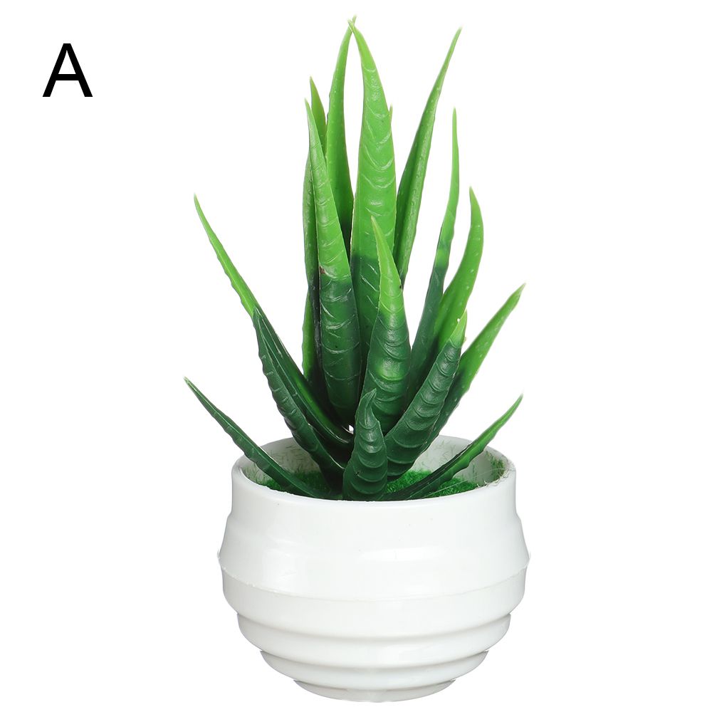 Mini Home Garden Decor Green Plant Flowers Artificial Aloe Plants Bonsai Office Table Potted Ornaments Simulated Tree Pot Plants