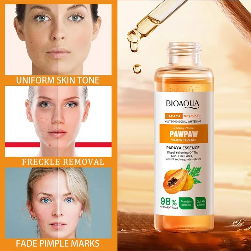 BIOAQUA PAW PAW VITAMIN C ESSENCE PAPAYA EXTRACT BRIGHTENING ANTI OXIDATION DEEP HYDRATION MOISTURIZING SERUM 30ML. 