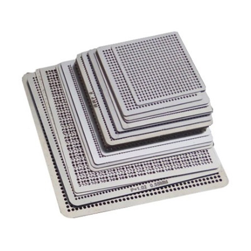 【VisioN Shop】HOT 36Pcs Commonly Used Laptop Repair Steel Mesh,BGA Reballing Tin Net,Graphics Card Stencils,BGA Reballing Stencil CPU Chip. 
