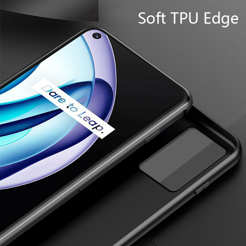 Biruiqu For Realme 9 5G Speed Edition Shockproof Gradient Tempered Glass Back Soft Silicone Edge Case Cover. 
