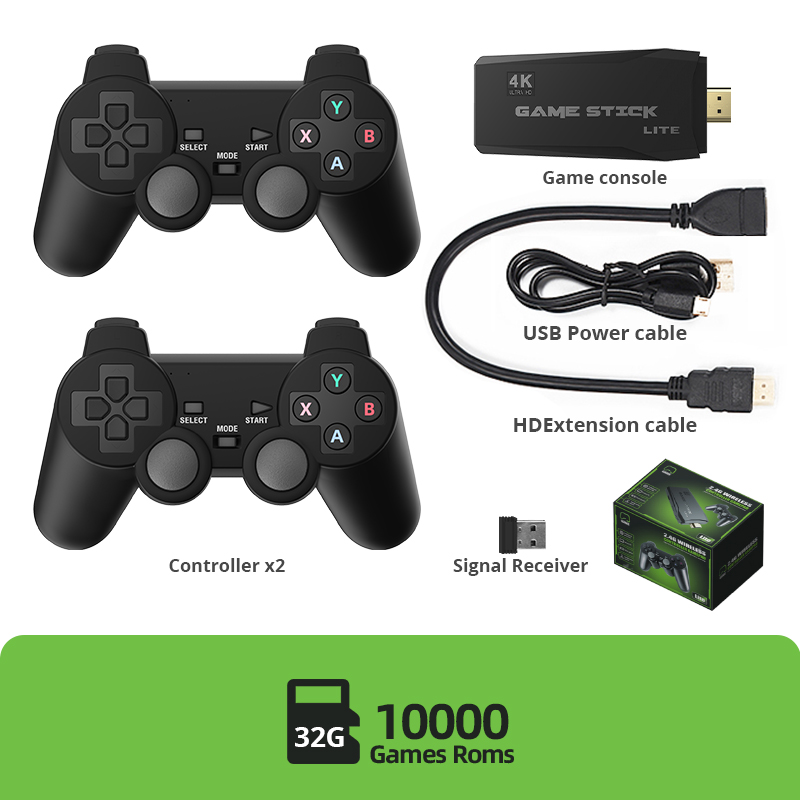 Data Frog 4K TV Retro Video Game Console Y3 Lite 10000+ Games for FC/SFC/GBA Game Stick Wireless Handheld Prefix 2 Joystick. 