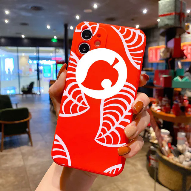【Healer DingD】Cartoon Animal Crossing Phone Case for IPhone 15 14 13 12 11 Pro Max X XSMAX XR 7 8Plus SE Leaf Pattern Soft Silicone Back Cover. 