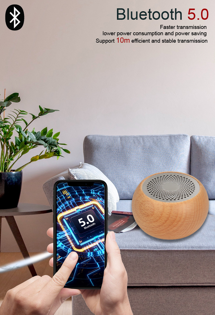 Wooden Wireless Portable Mini Bluetooth Speaker. 