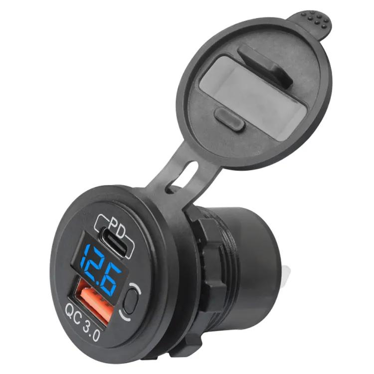 12V-24V 48W USB Outlet Waterproof Charger Socket for Car Truck Blue
