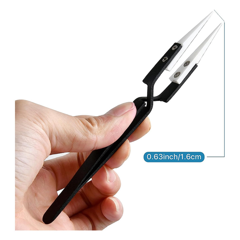 6 Piece Precision Reverse Ceramic Tweezers Set Resistant Electronics Soldering Tweezers Anti-Magnetic Pointed For Solder B. 