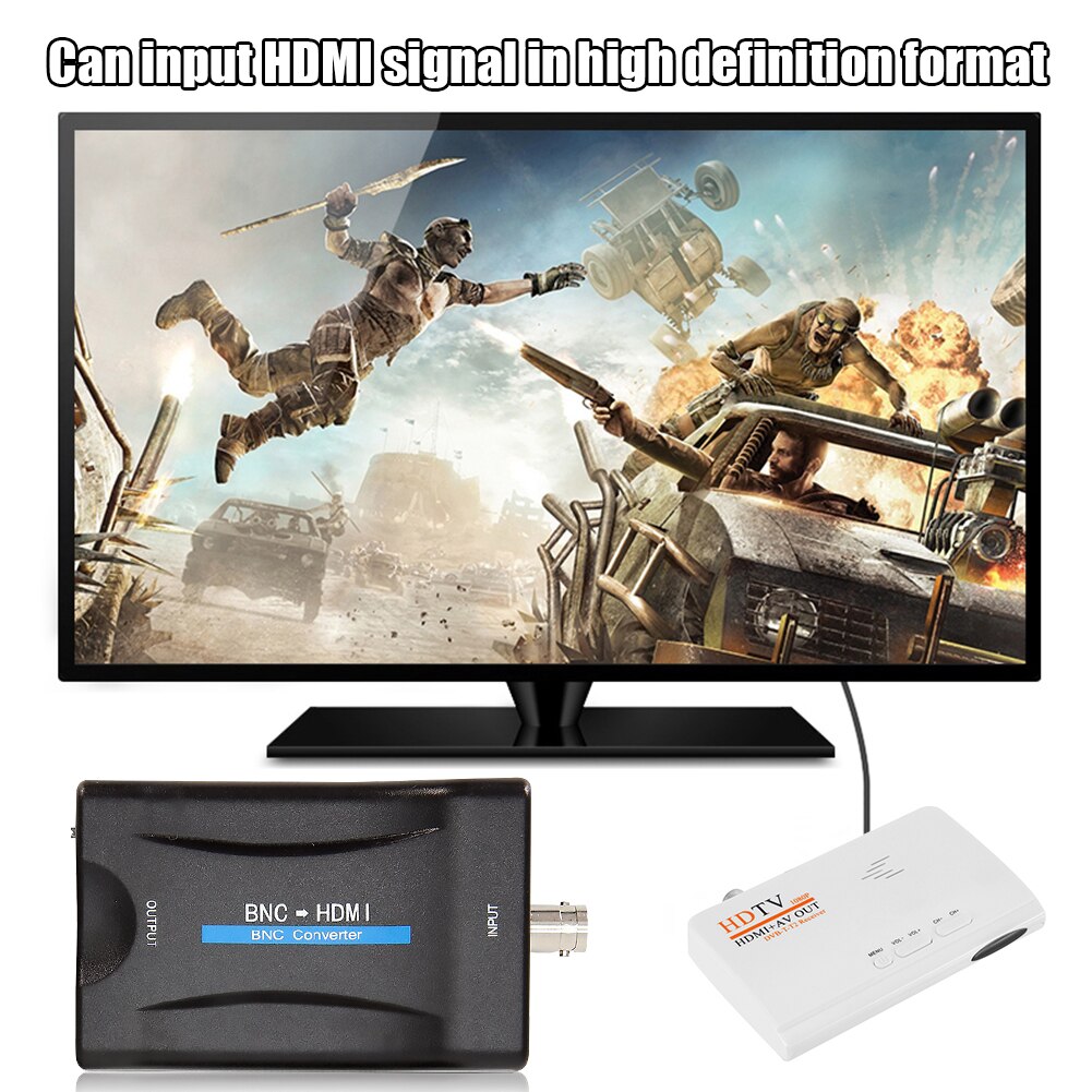 BNC TO HDMI-compatible Composite Video Signal Converter PAL NTSC Extender Coax Cable Splitter For TV. 