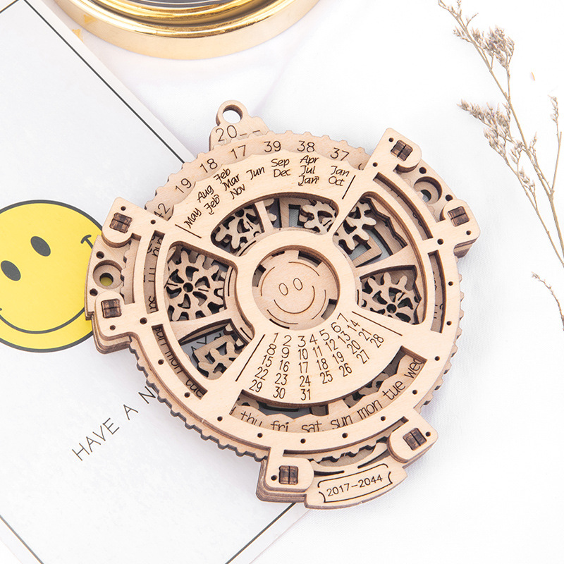 3D wooden puzzle handmade perpetual calendar wooden assembly model handmade mechanical transmission model