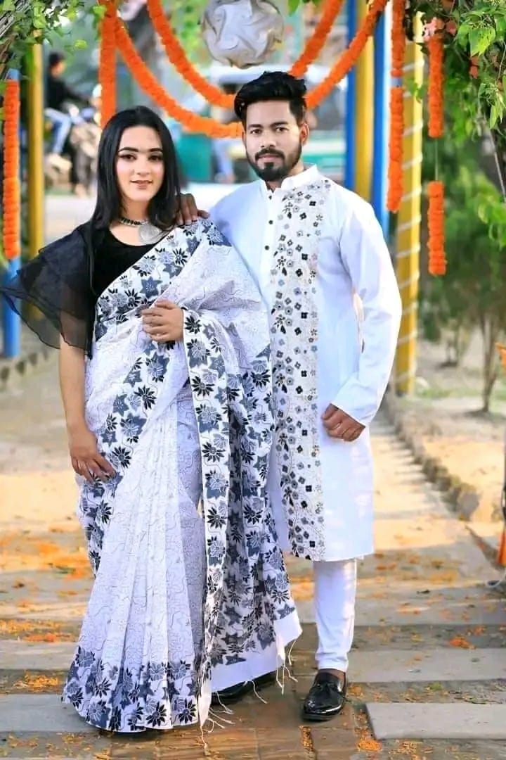 Stylesh & fashionable best couple Sharee and panjabi for man and women