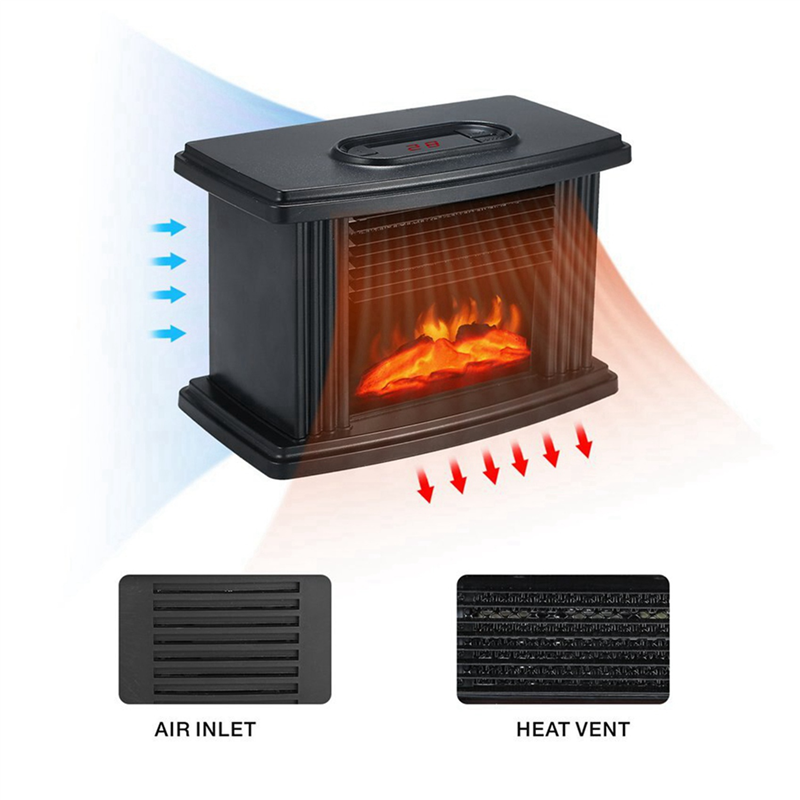 2X 1000W Electric Fireplace Heater with Remote Control Fireplace Electric Flame Decoration Portable Space Heater US Plug