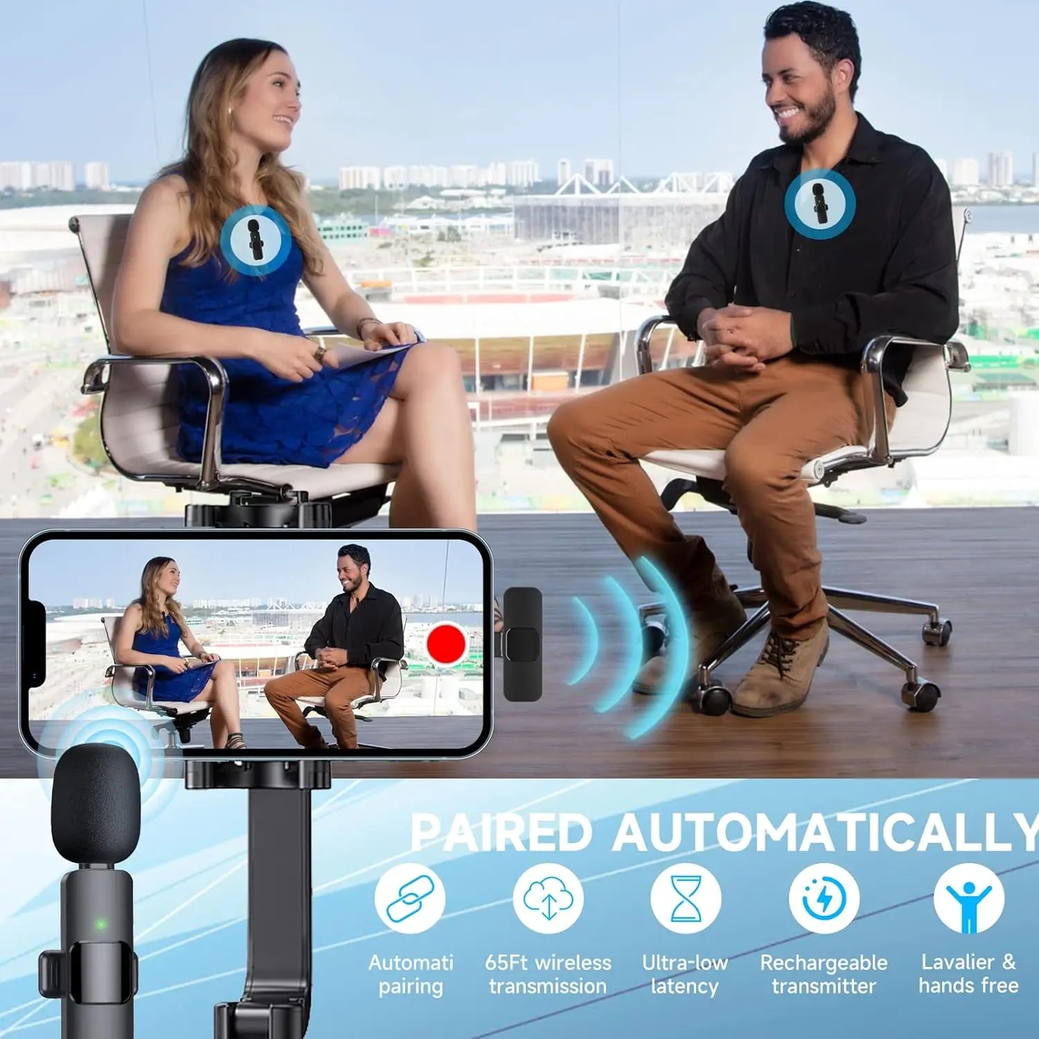 Wireless Lavalier Mini Microphone For iPhone 14 Pro Max 13 Mini 12 11 XR Lapel Mic for Video Recording Interview Live Streaming. 