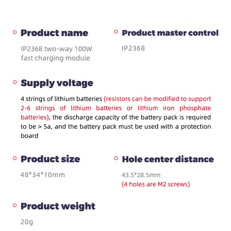 IP2368 Bidirectional 100W Fast Charging Module Type-C Interface. 