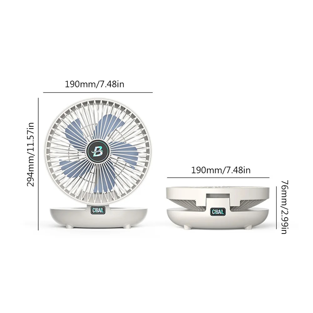 5W 5V 1200mAh Table Wall Mounted Cooling Fan Without Punching Holes USB 3 Gears Adjustable Bionic Seagull Blade Easy to Clean. 