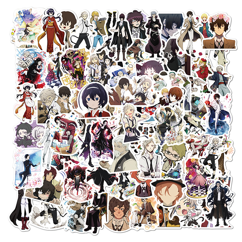 New 100pc Bungo tray Dog ticker Anime ticker PVC Graffiti Decal uitcae Cologo