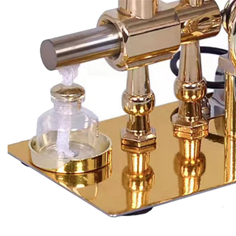 1 Piece Hot Air Stirling Engine Experiment Model Educational Mini Engine Toy Gold. 