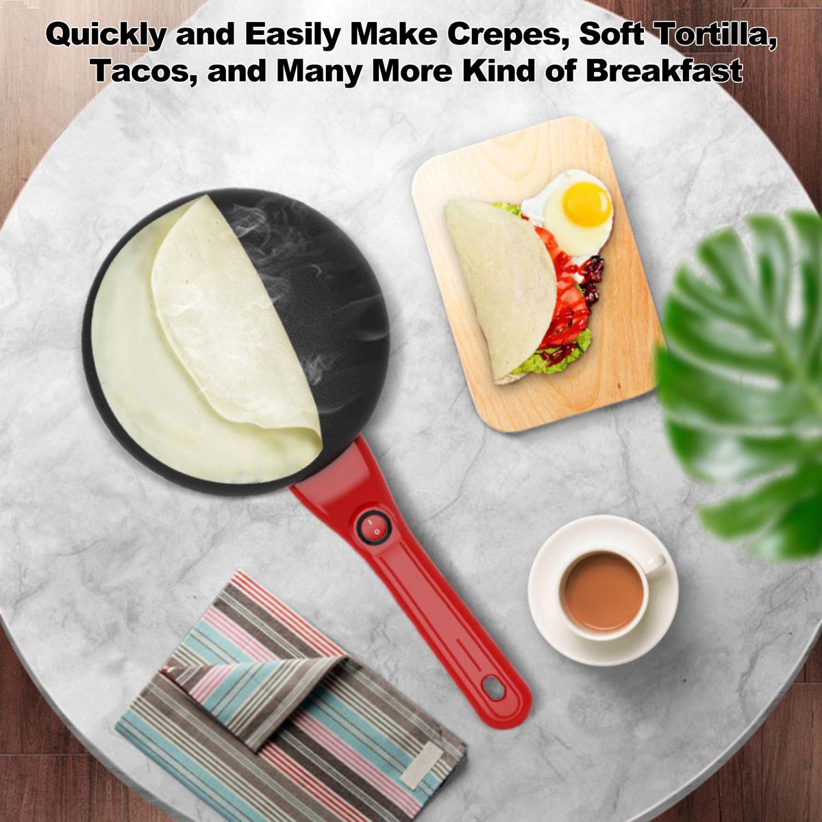 Non-stick Coating Electric Crepe Pizza Maker Portable Pancake Machine Griddle Baking Pan Kitchen Cooking Tools Automatic Temperature Control, for Pancakes, Blintz, Chapati, Eggs Roll, Tortillas