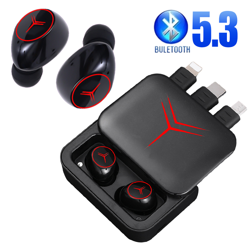 M88 Wireless Bluetooth Headphone Intelligent Digital Display Sport Gaming Bluetooth 5.3 Earphone with Type C USB Data Cord