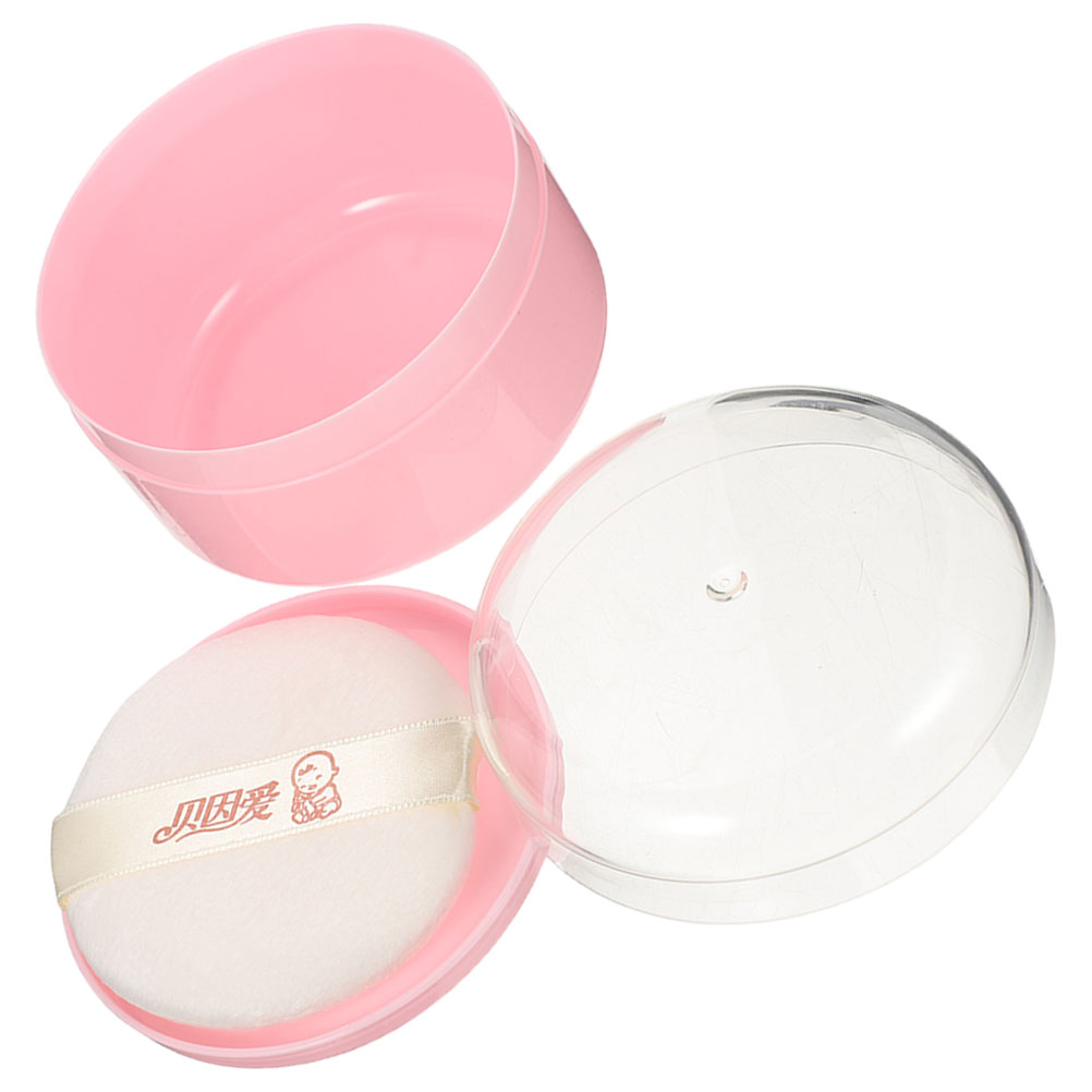 Body Powder Puff Box Baby Container with Compartment Case Plastic Puffs for Loose Small Empty. 