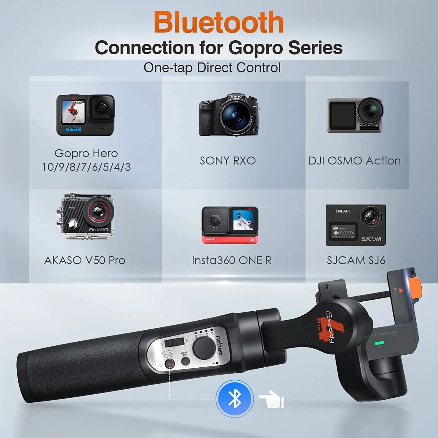 Professional 3-Axis Handheld Gimbal Stabilizer for GoPro OSMO DJ YI Cam Insta 360 Sony, Waterproof IPX4 Action Camera Tripod. 