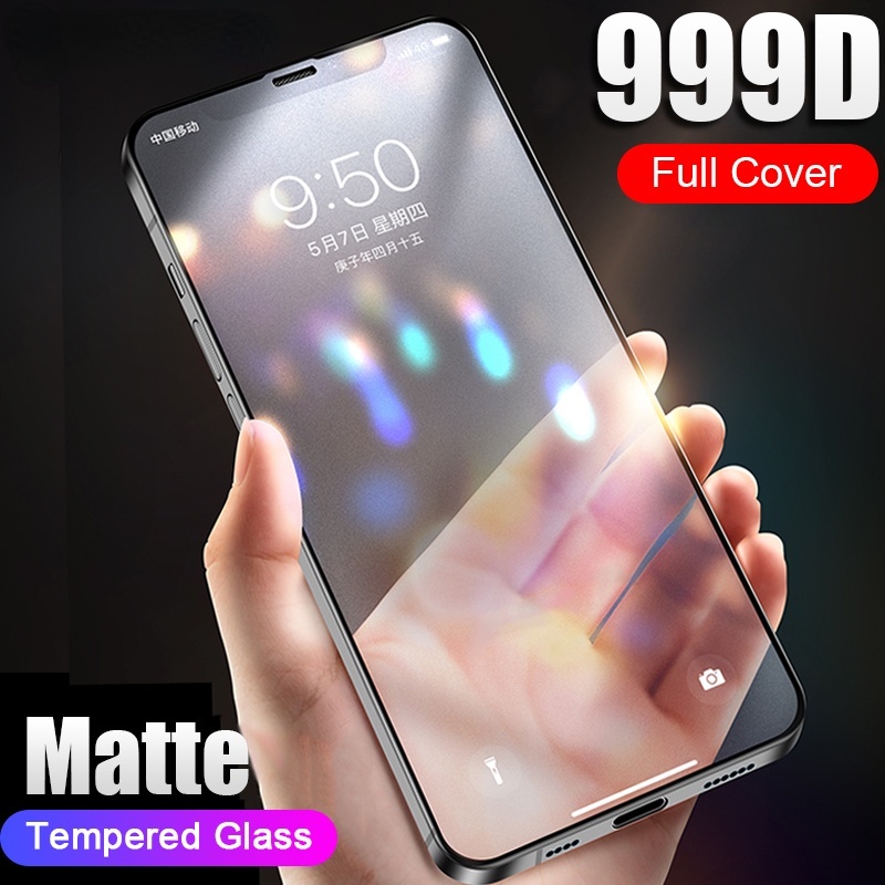 WUJU 999D Matte Anti-fingerprint Full Cover Tempered Glass For iPhone 11 12 13 Pro Max 12 13 mini XS Max X XR 7 8 6 6S Plus SE No Fingerprint Matte Tempered Glass Screen Protector Film. 