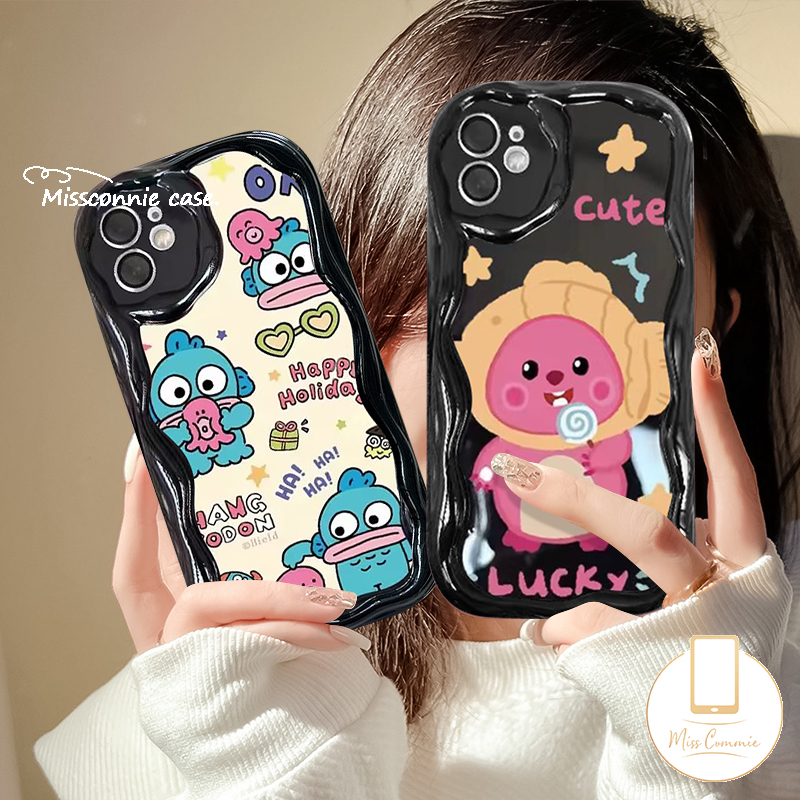 MissConnie Creative Cute Clownfish Little Beaver Loopy 3D Wavy Curved Edge Phone Case Compatible for IPhone 7Plus 15 14 11 13 12 Pro Max XR X XS MAX 6 15 8 7 6S Plus SE 2020 Shockproof Cover. 