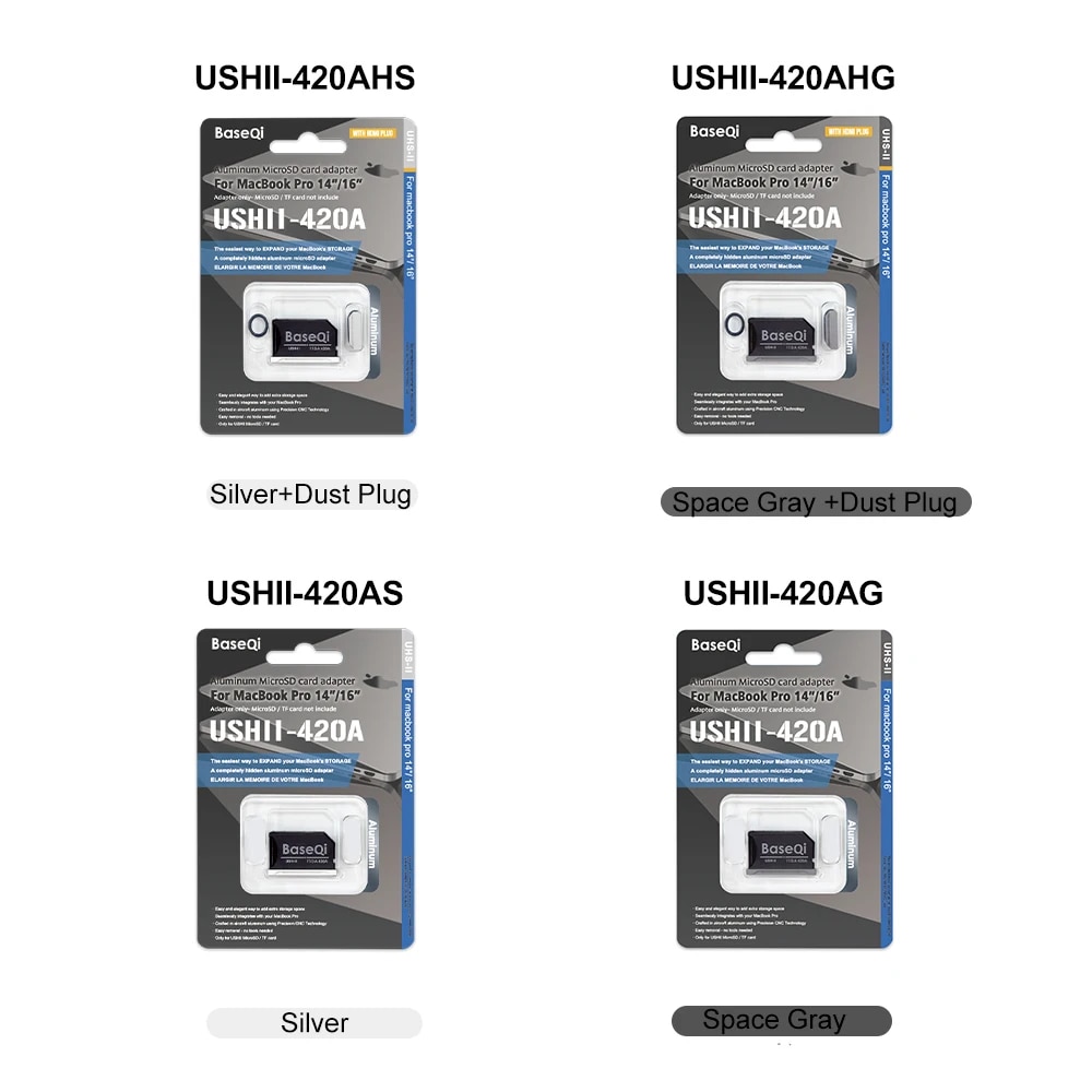 BaseQi for MacBook Pro 14inch 16inch Year2023/22/21 Microsd Card Adapter Completely Hidden Mac Pro Mini Drive. 