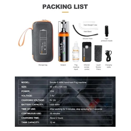 LENSGO Smoke S Mini All-in-One Handheld Fog Machine with Wireless Remote (15W). 