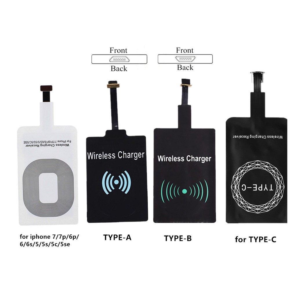 QI Wireless Charging Receiver Pad Kit For Android iPhone Mobile phone Type C Wireless Chargers. 