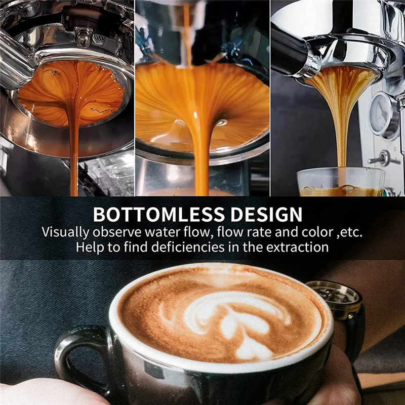 51mm Portafilter 3 Ears, Stainless Steel, with Wood Handle and Filter. 