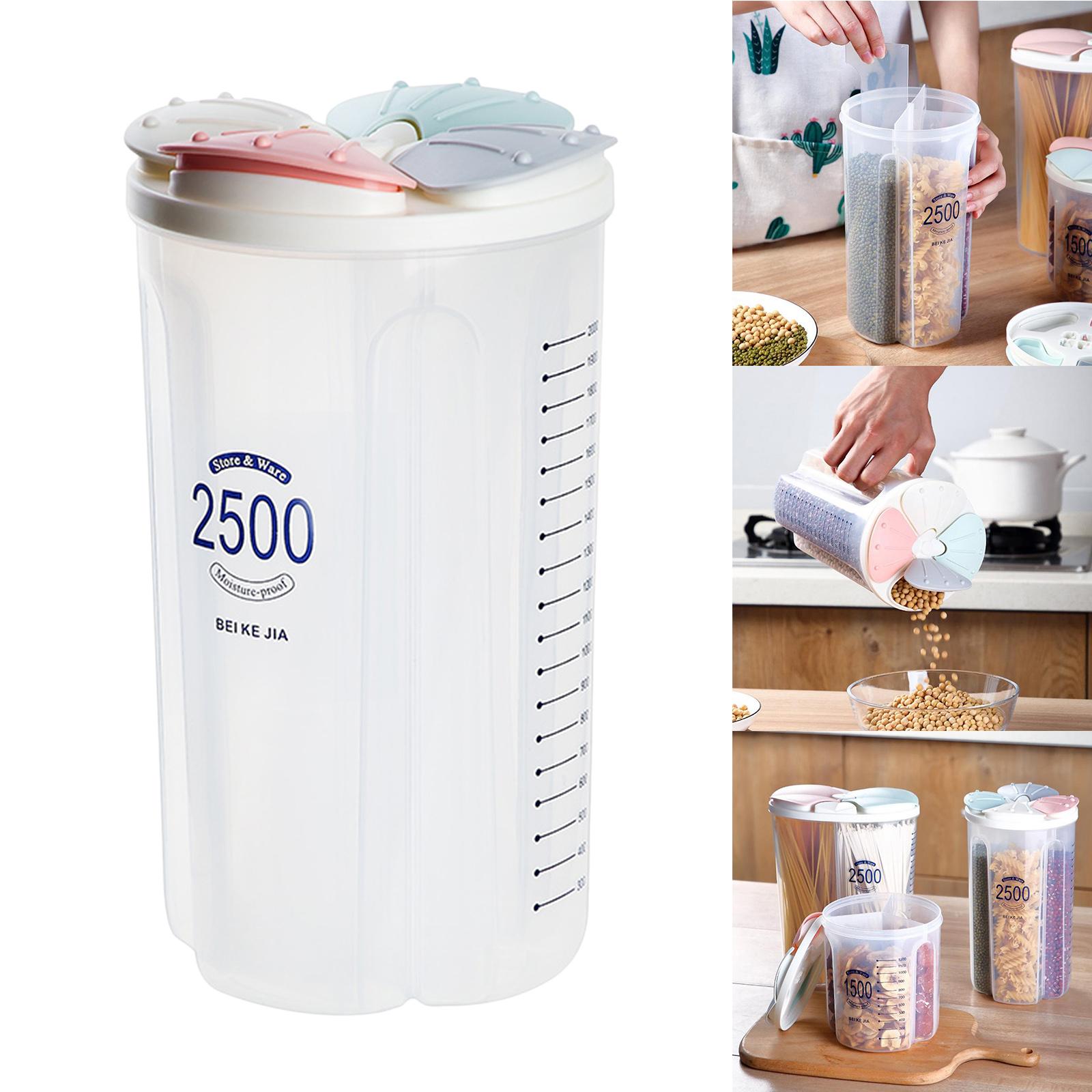 2l Kitchen Whole Grains Cereal Tank 2 Grids Wall Mounted Storage